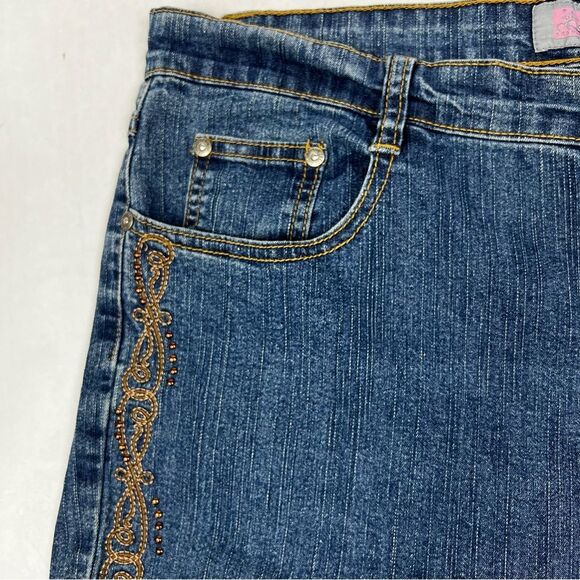 COS Embroidered Studded High Rise Flare Boho Bootcut Jeans Women’s 14 - Picture 4 of 13